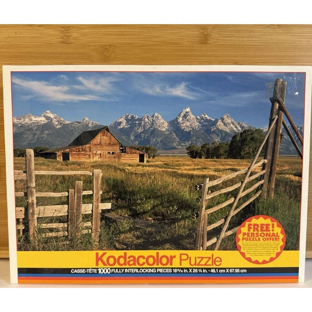 Vintage 1995 Kodacolor Grand Teton Barn 1000 Piece Puzzle Factory Sealed NOS